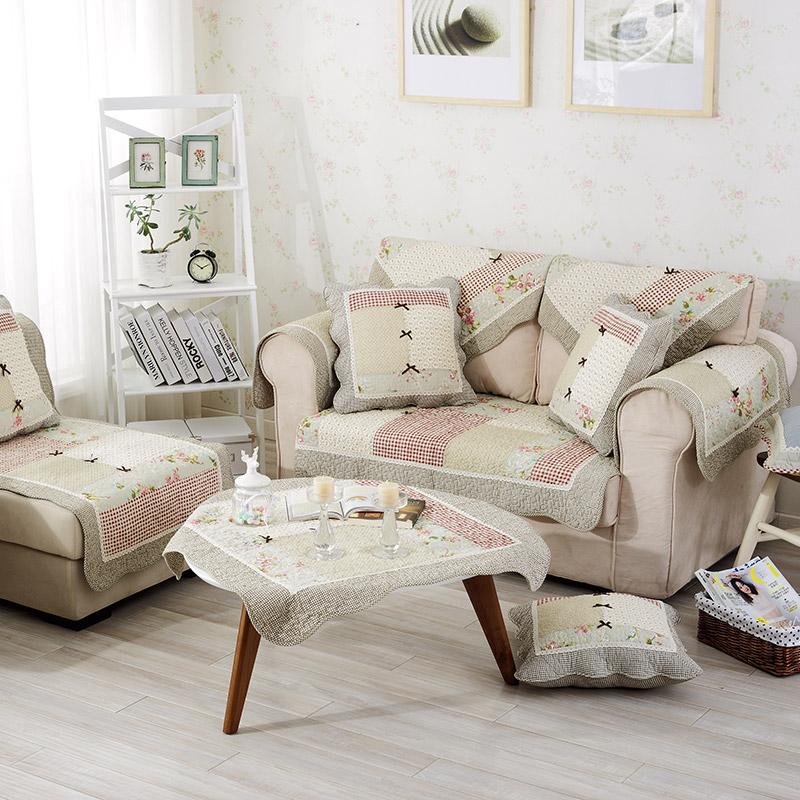 Spring and Autumn Cotton Sofa Cushion Quilted Rural Fresh and Elegant Non Slip Small Flower Lovely Girl Combination Sofa Cover