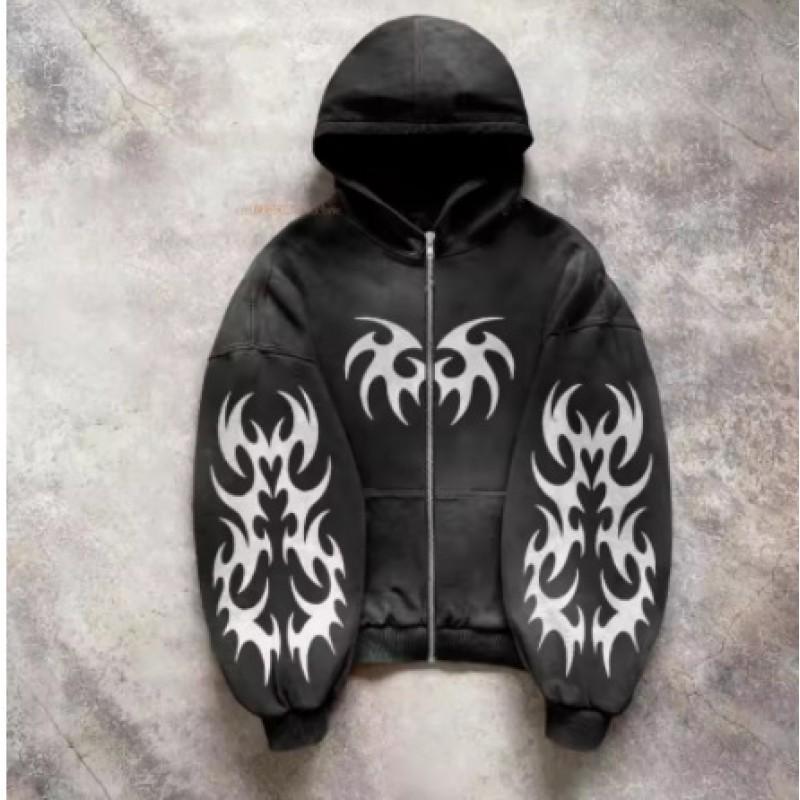 Unisex Oversized Hooded Sweatshirt With Graphic Print Streetwear Y2K Retro Loose Fit Long Sleeve Pullover Fall