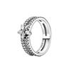 New 925 Silver Sparkling Bow Double Hearted Zircon Ring for Women DIY High Quality Wedding Jewelry Gifts
