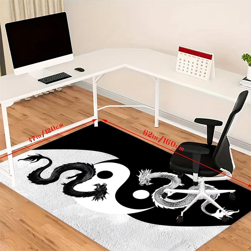 Crystal Velvet Yin Yang Tai Chi Dragon Printed Area Rug Carpet for Bedroom, Living Room, Home Office Decor, Rugs Mat, Fashion Mat Rug for Be