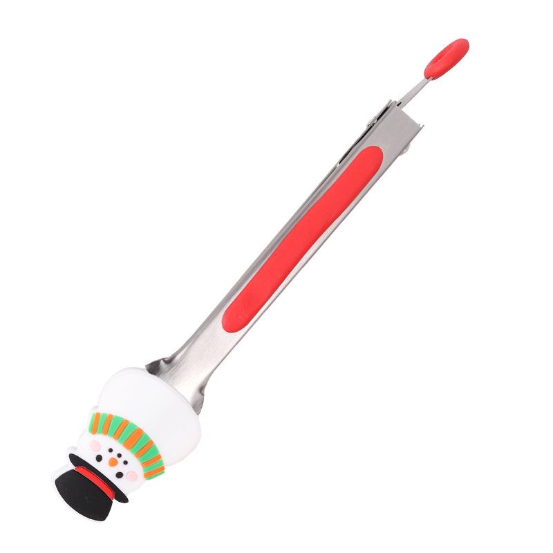 4 ks Vánoční silikonové mini kuchyňské kleště, sada kuchyňských festivalových párty kleští na servírování jídla, kostek ledu, ovoce, cukru a sušenek