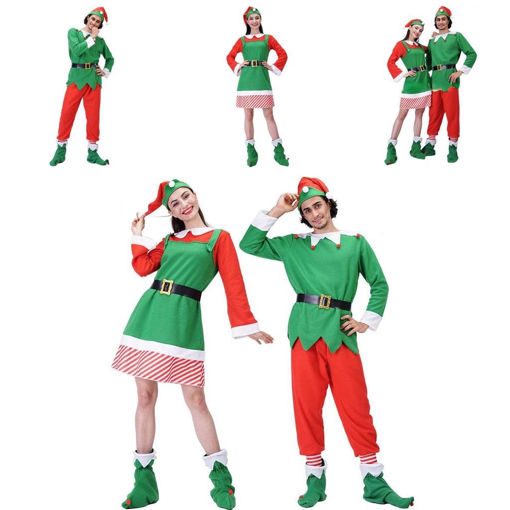 Christmas Elf Adult Cosplay Costume Couple Outfits