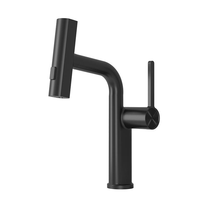 Brass Waterfall Bathroom Basin Faucet Gray/Brushed Gold Pull-out Washbasin Hot And Cold Mixed Basin Tap