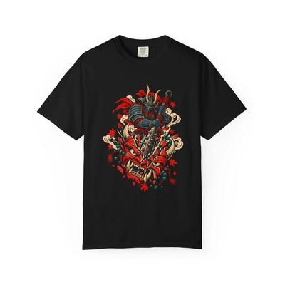 Oni Breaker Ukiyo-E Battle Graphic T-Shirt Black Front Print Comfort Colors 1717