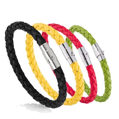 Trendy Unisex 1 Piece Handmade Steel Wrap Leather Rope Woven Bracelet Silk Fashion Magnetic Clasp Braided Leather