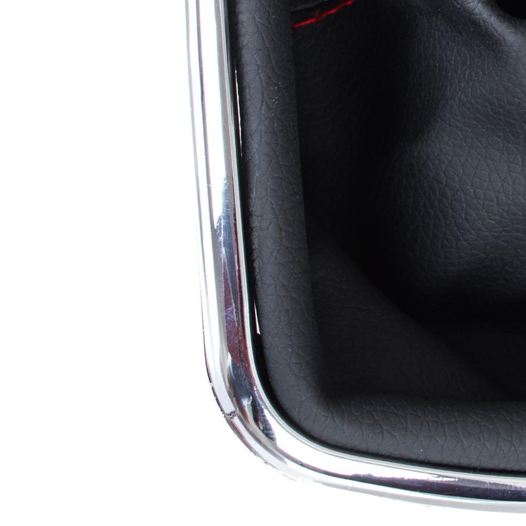 VW Golf IV 97-03 Gear Shift Knob With Boot, Red Stitch & Chrome Frame, 5-Speed, 12mm Hole