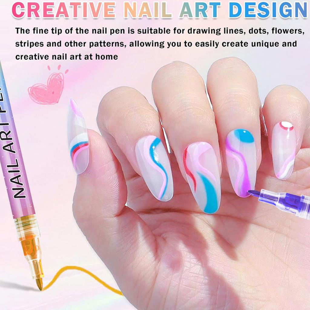 DIY Nail Pen, Painting And Doodling, Nail High-gloss Outlining Pen, Acrylic Pen Set, Colored Paint And Nail Pen,30ML