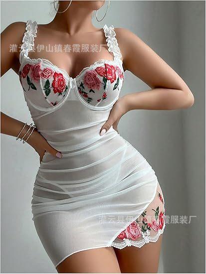 Beautiful Sexy Underwear Lace Perspective Temptation Embroidery Sexy Nightdress Sexy Hip Skirt Transparent Woman