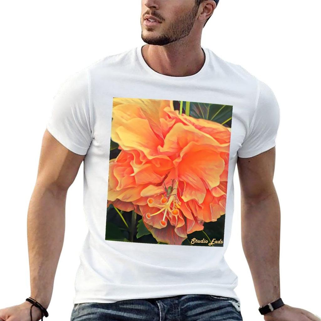 Grasshopper On Orange Flower Tshirt Casual Everyday Short Sleeve Tshirt