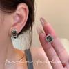 Unique black crystal square stud earrings, small and exquisite earrings, new trendy high-end temperament earrings in 2025.