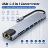 8-in-1 USB-C Hub Multiport Adapter, with 4K, 100Mbps Ethernet, PD 100W Charging, USB 3.0, TF/SD Card Readers, for MacBook, Laptops and Type-C Devices
