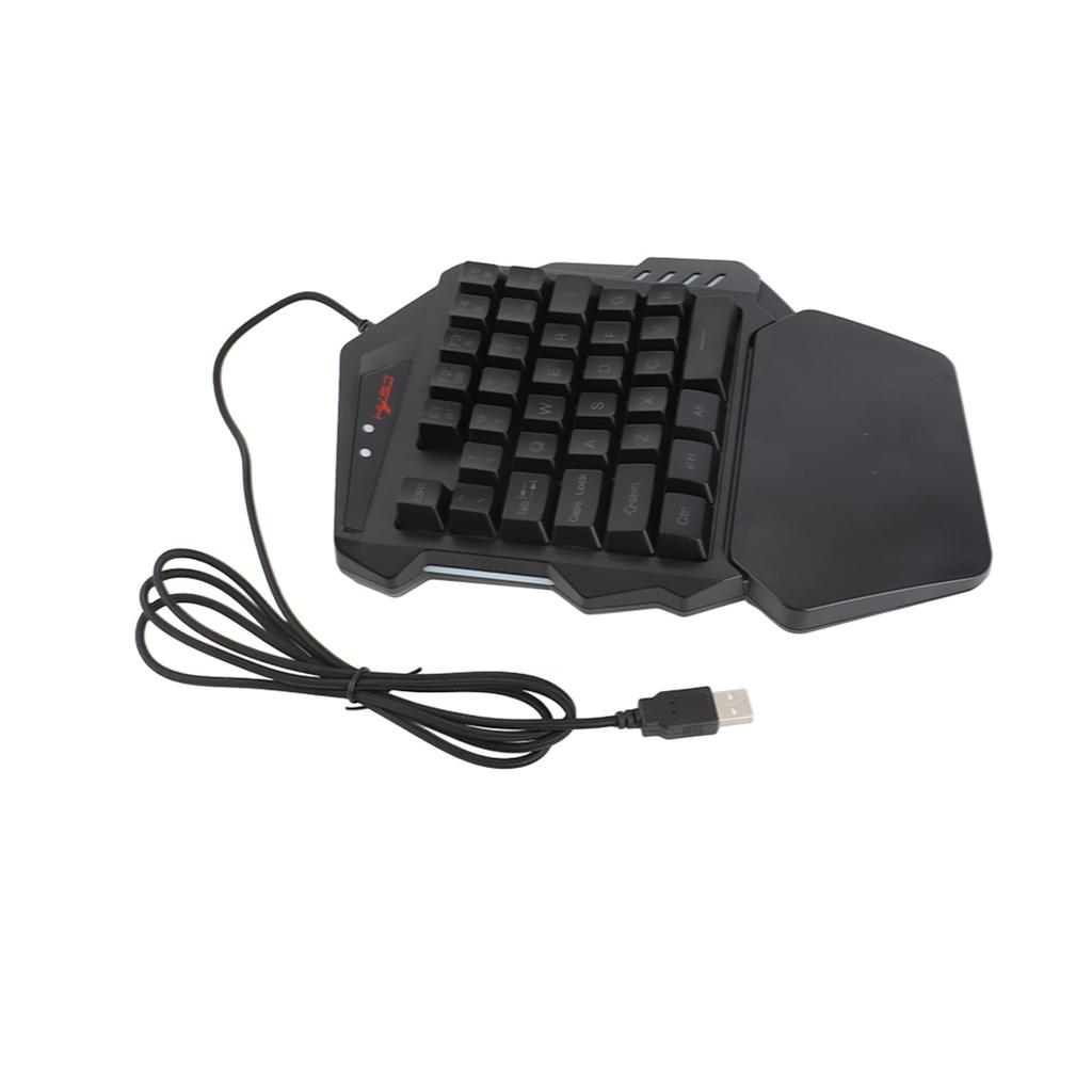 One Handed Gaming Keyboard USB RGB Wired Illuminated Keyboard Gaming Accessory for Desktop PC Laptop