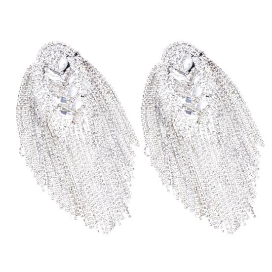 1/2 Stuks Strass Kwast Schouder Epaulet Mannen Vrouwen Uniformen Jas Blazer Kostuum Pak Metaal Lang