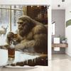 Funny Animal Shower Curtain ,Vintage Sasquatch Bigfoot Shower Curtain Whiskey Shower Curtains  Bathroom Curtain with Hooks