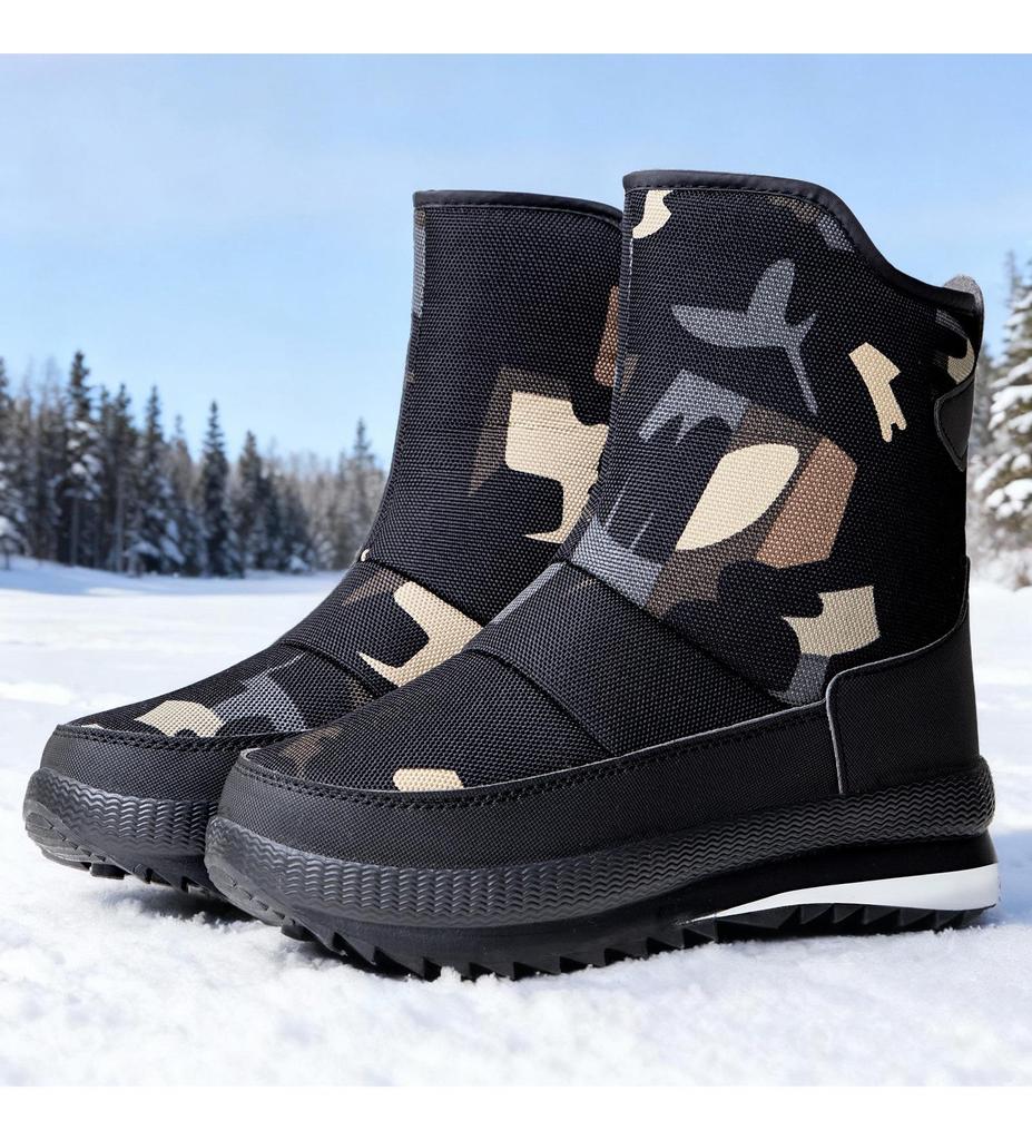 Herren Baumwoll-Schneestiefel in Übergröße mit dicker Sohle und Samtfutter