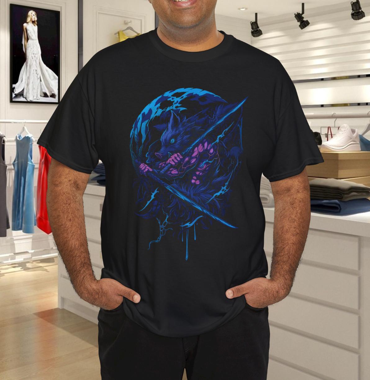 Beast Warrior Blue Fury T-Shirt Mens Womens Tees Top – Intense Anime-Inspired Battle Design 4XL