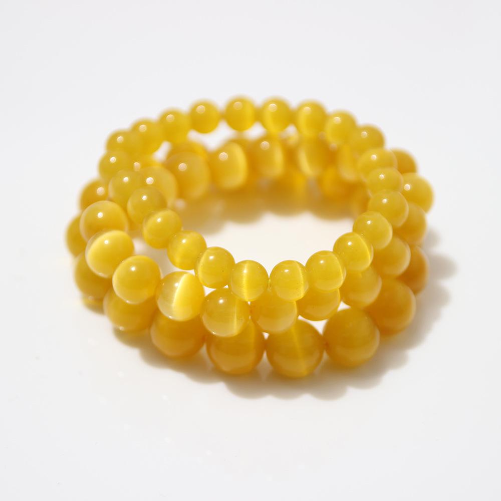 Sky Blue Cat's Eye Bracelet: Round Beads, Fresh Summer Crystal Jewelry for Women and Men