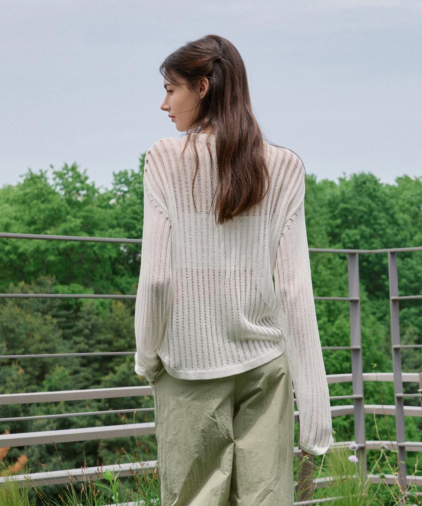 Deuloupisumeon Linen Sheer Loose Fit Knit [Silver]