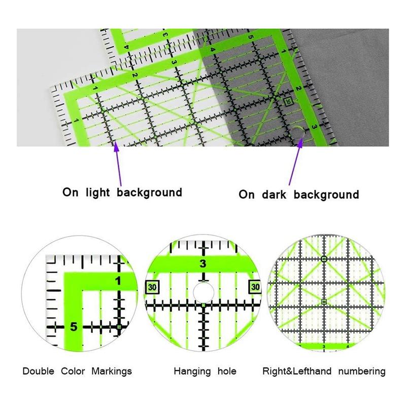 M-Modern-4Pcs Quilting Ruler Square Acrylic Quilting Ruler Fabric Cutting Ruler Clear Mark Acrylic Ruler And Ironing Ruler