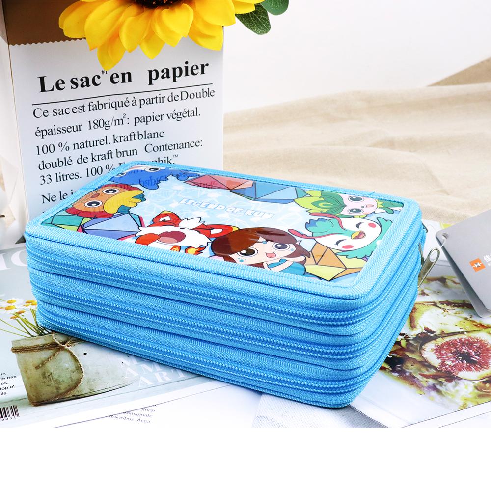 Large Capacity Cute Cartoon School Pencil Case Multifunctional Triple Layer Zipper Pen Pencil Case Bag