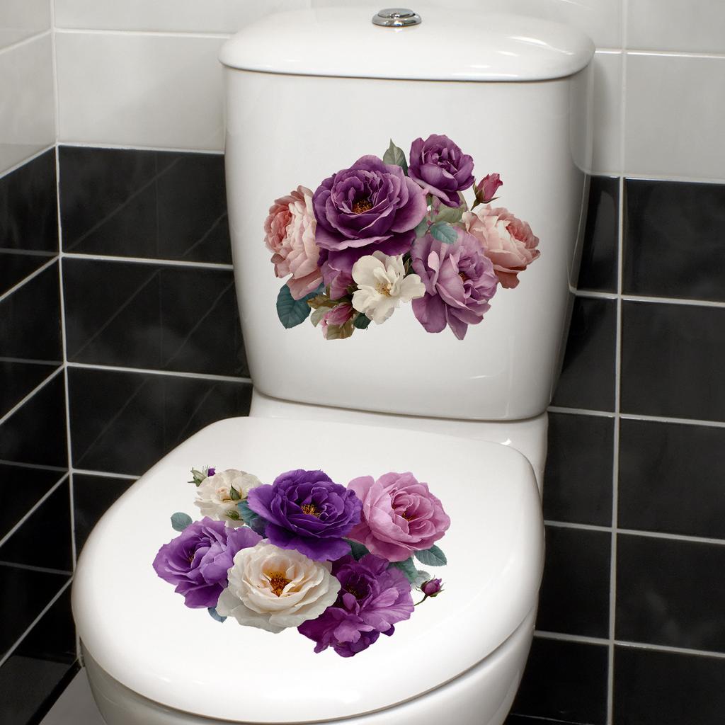 Fresh Breeze Purple-pink Floral Toilet Paper Sticker - Romantic Elements - Self-adhesive Seamless Sticker