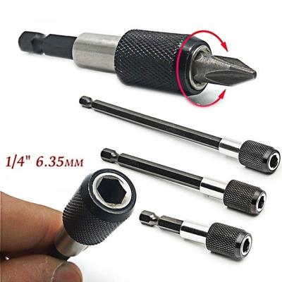 3PCS 1/4 Inch Hex Shank Quick Release Electric Drill Magnetic Screwdriver Bit Adjustable Extension Holder Bar
