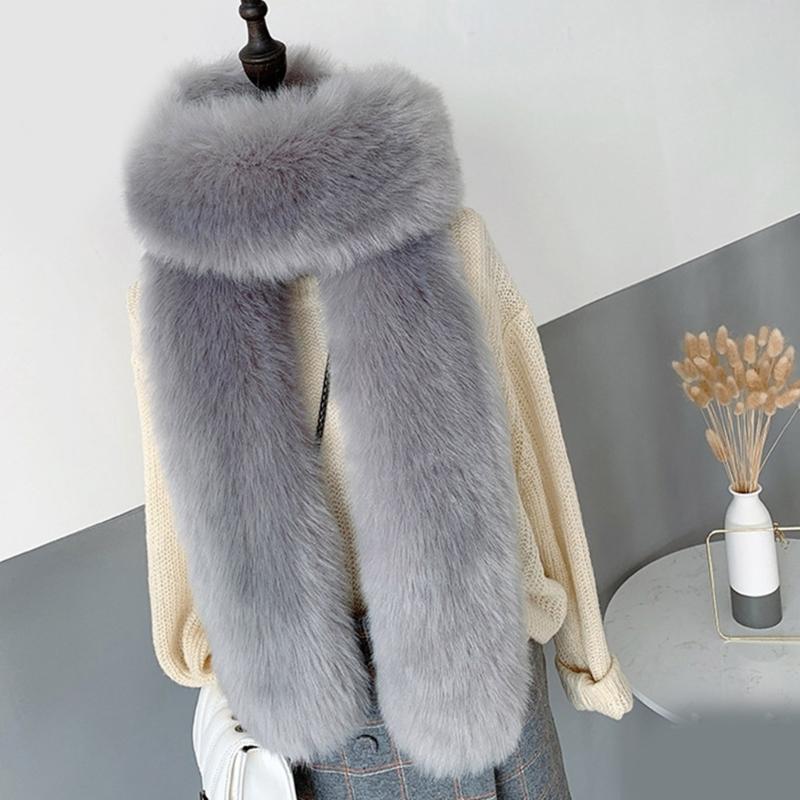 Luxurious Faux Furs Scarf Collar Long Neckerchief Shawl Wrap for Women Winter Warmth Evening Party Fuzzy Stoles Shrug