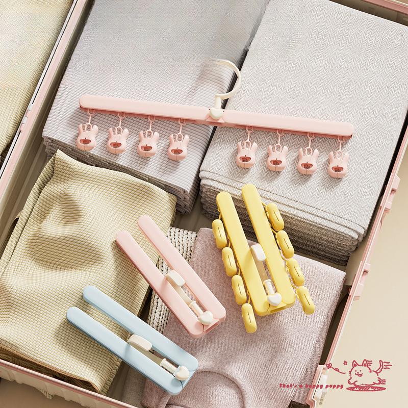 Folding Hanger with Multiple ClipsSeamlessAnti-slip Storage and Rotatable Sock Clips