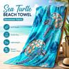 Ocean Sea Turtle Towel Flat Print Teal Blue Bath Towel Quick Dry Microfiber Beach Towel for Swim Pool Summer Vacation Gift