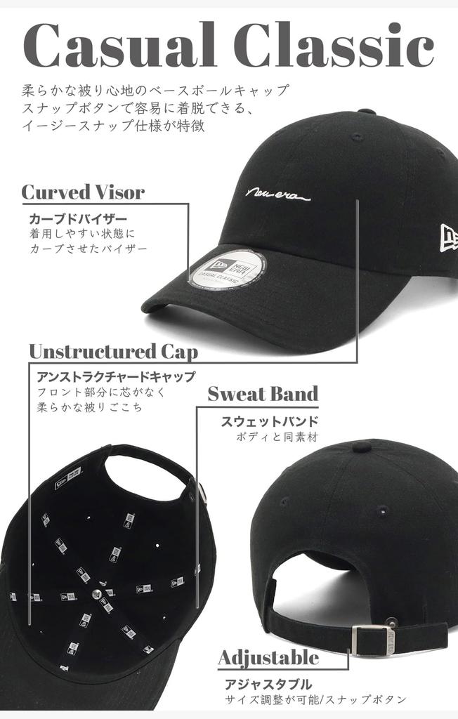 NEW ERA Cap Casual Classic Handwritten Logo Washed Cotton Black Free