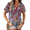 Damen Hawaiihemd Revers Knopf Mode Bedruckt Kurzarm Blumenhemd Vintage Sommer