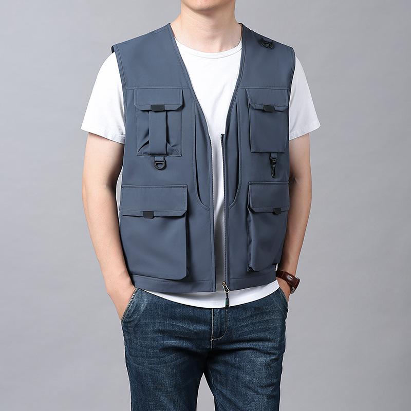 

Рыболовный жилет мужской многокарманный уличная рабочая одежда, фотоспортивный жилет, костюм для пешего туризма, куртка-майка L