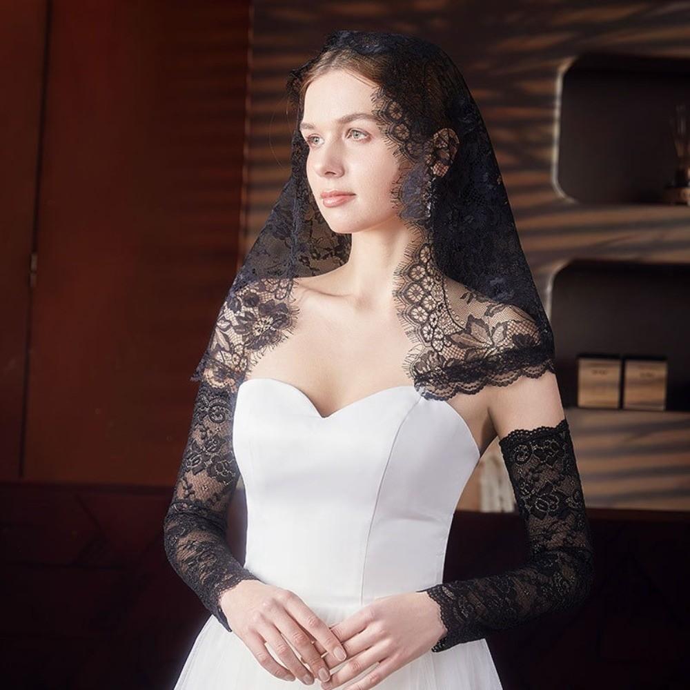 88×58cm Hijab Lace Veil Short Lace Headwrap Bridal Veils Wedding Bridal Headpiece Accessories