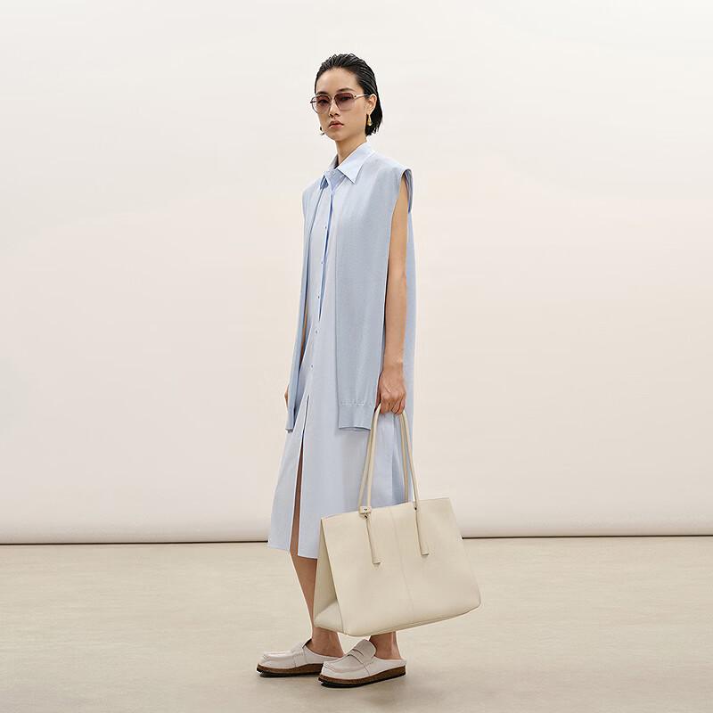 LESSLESS 2026 Summer Lapel Sleeveless Straight Dress
