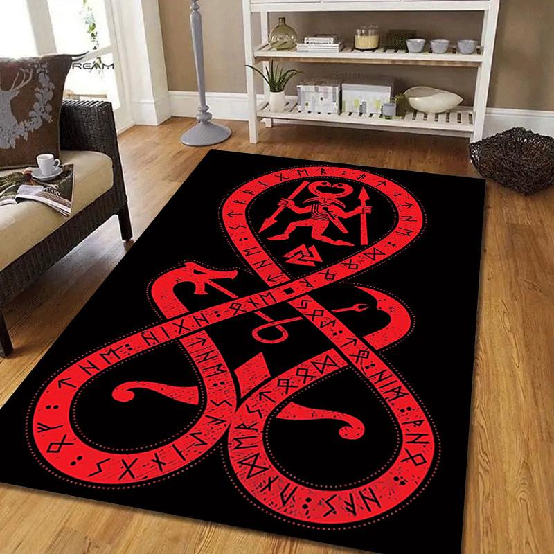 1pc Viking Pattern Print, Design Indoor Area Rug - Soft, Anti-Slip, and Durable Gaming Room Decor for Bedroom, Living Room