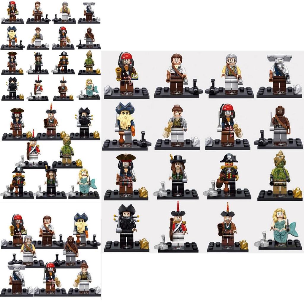 Caribbean Pirates Building Blocks Set 8pcs Minifigures With Mermaids Educational Toy