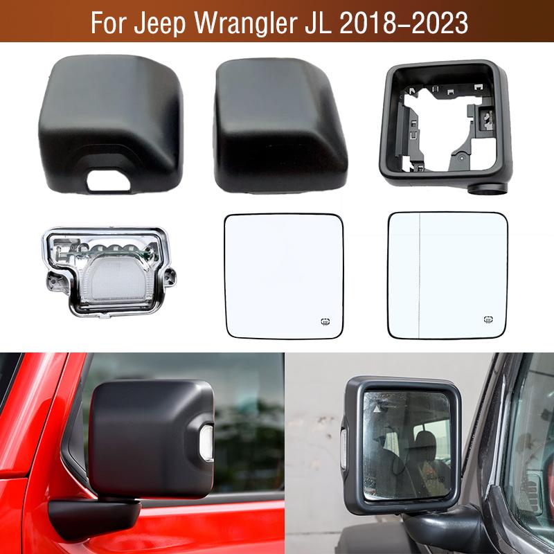 For Jeep Wrangler JL 2018 Side Mirror Frame Lower Cover Cap Rearview Mirror Lens Glass