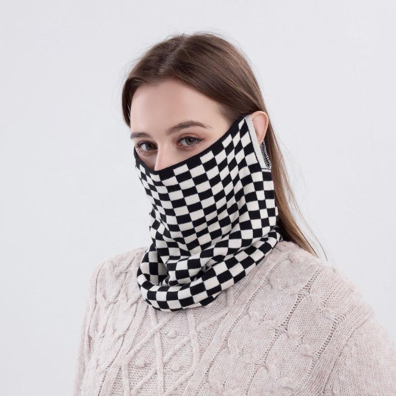 Fashion Versatile Knitted Scarf Autumn and Winter Outdoor Cycling Warm Neck Cover Windproof Half Cover Extended Ear Hanging Mask