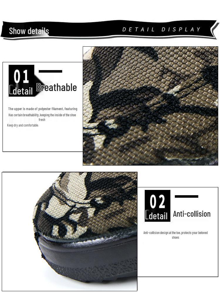 3537 Men's Low-Top Anti-Odor Non-Slip Construction Shoes - Wear-Resistant Rubber Canvas for Outdoor Mountaineering