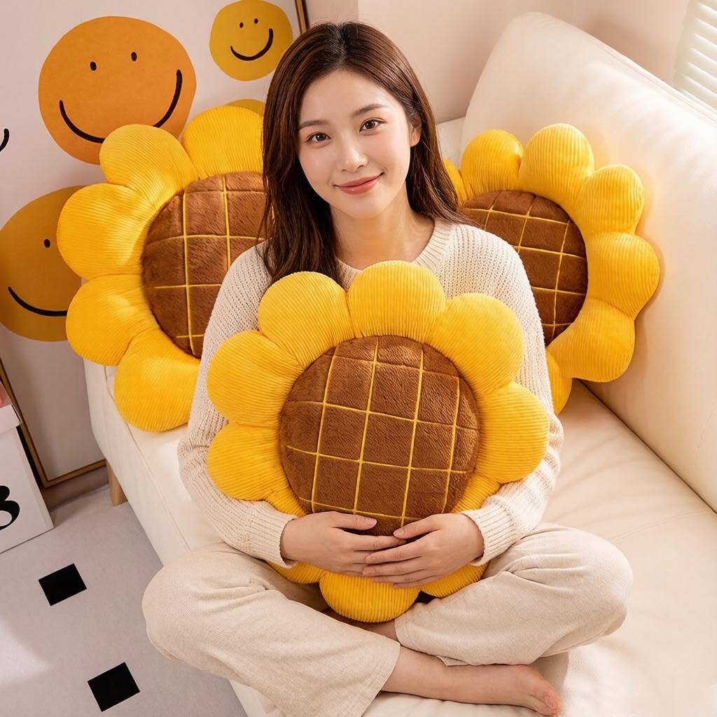 Cuscino Peluche Girasole 35x40x50cm Petali di Fiore Ripieni Cuscino per Seduta Decorazione Divano Sedia Supporto Lombare Peluche Regalo