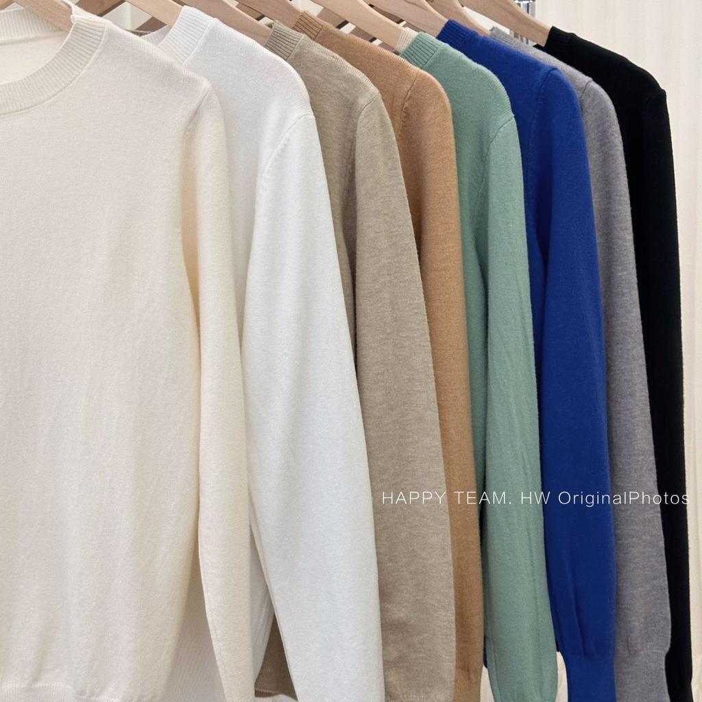 Ladies' Round-neck Pullover Slim Solid Color Sweater Versatile Long-sleeved Casual Knitted Sweater