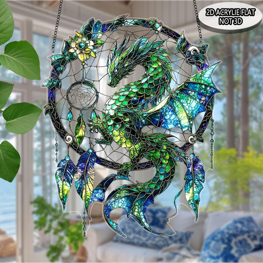 2D Flat Acrylic Magic Dragon Dream Catcher Garden Sun Catcher Window Hanging Decorative Gifts,birthday Party Decoration,home,office,outdoor Decoration