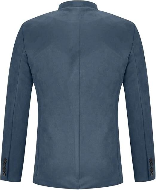 Stylish Formal Causal Formal Men's Blazer Suede Blue Handmade Genuine Lambskin