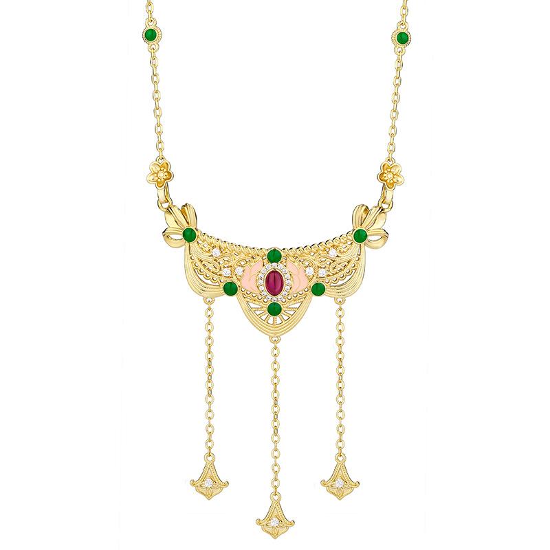 New Necklace Earring Accessories Versatile Ethnic Style Collarbone Chain Retro Pendant Chinese Bead Niche Female
