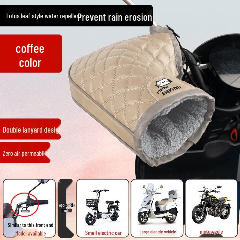 

Thick Fleece-Lined Winter Handlebar Covers: Windproof & Waterproof Motorcycle Gloves for Cold Weather One size коричневий