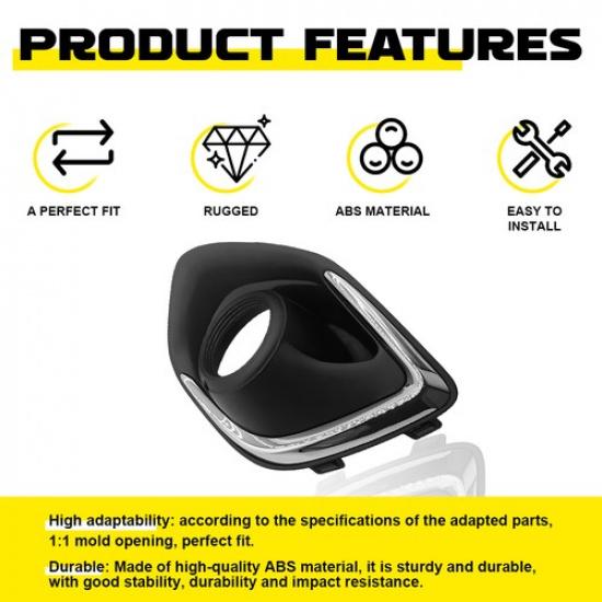 Black Chrome Fog Light Bezel Cover Front Fit Mitsubishi Outlander Sport 13-15 EV