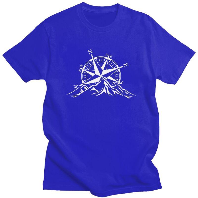 Custom Compass Rose Mountain T Shirt Men 100 Cotton Tshirt Nautical Tees Fashion Tshirts
