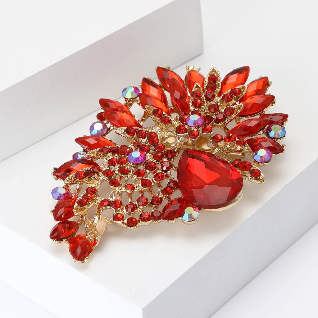 African Exquisite Alloy Full Diamond Large Glass Brooch High-End Fashion Women'S Clothing Corsage Jewelry Pin