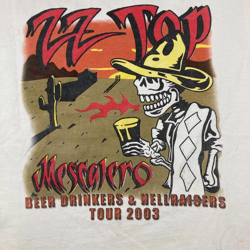 Винтажная Белая Унисекс Футболка ZZ Top 2003 Тур Концерт Все Размеры XL