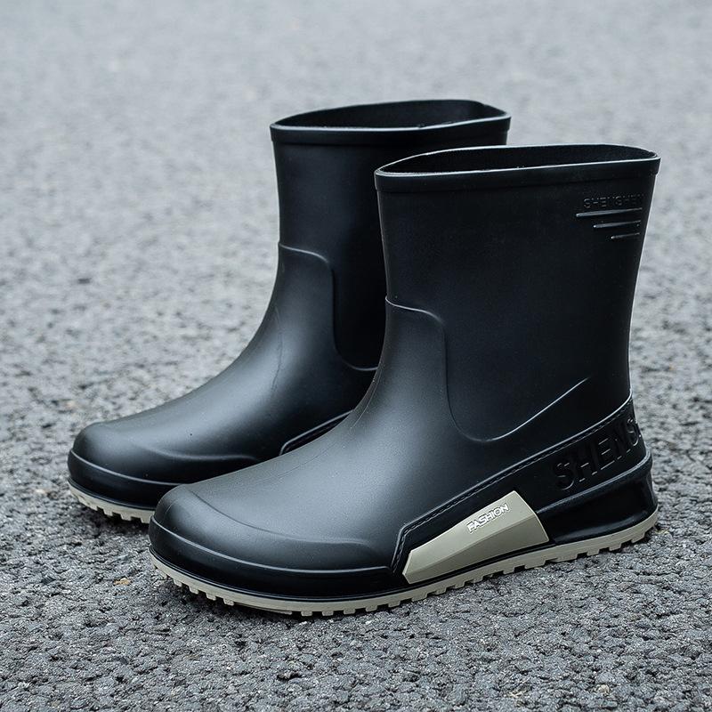 

Новые водонепроницаемые ботинки с коротким голенищем, мужские дождевые ботинки на все сезоны, нескользящие и износостойкие, трендовые, модные и универсальные, со средним голенищем 44 серый